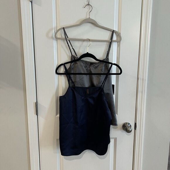 Maidenform Satin Camisole Pajama Top Large Blue Grey Set Of 2  MFW7860 $5 - Picture 1 of 8